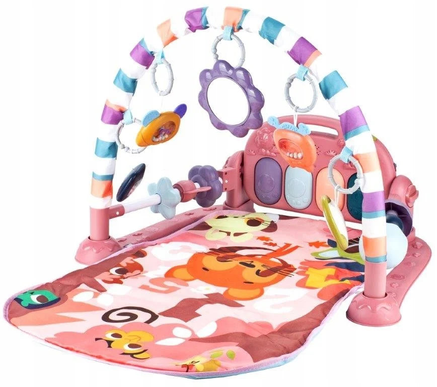 Tapis d'Éveil Musical 3-en-1 avec Piano Nomade et Arches de Jeux - ROSE