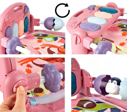 Tapis d'Éveil Musical 3-en-1 avec Piano Nomade et Arches de Jeux - ROSE