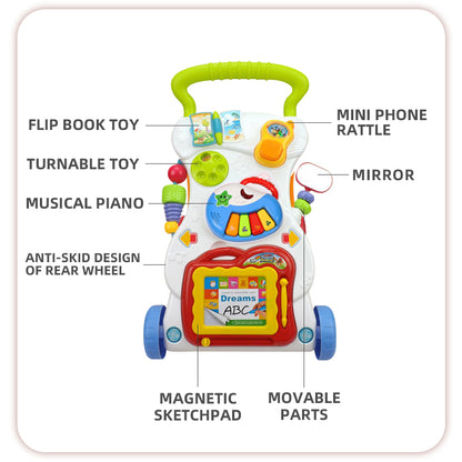 Trotteur Bébé Éducatif Multiactivités avec Piano Musical