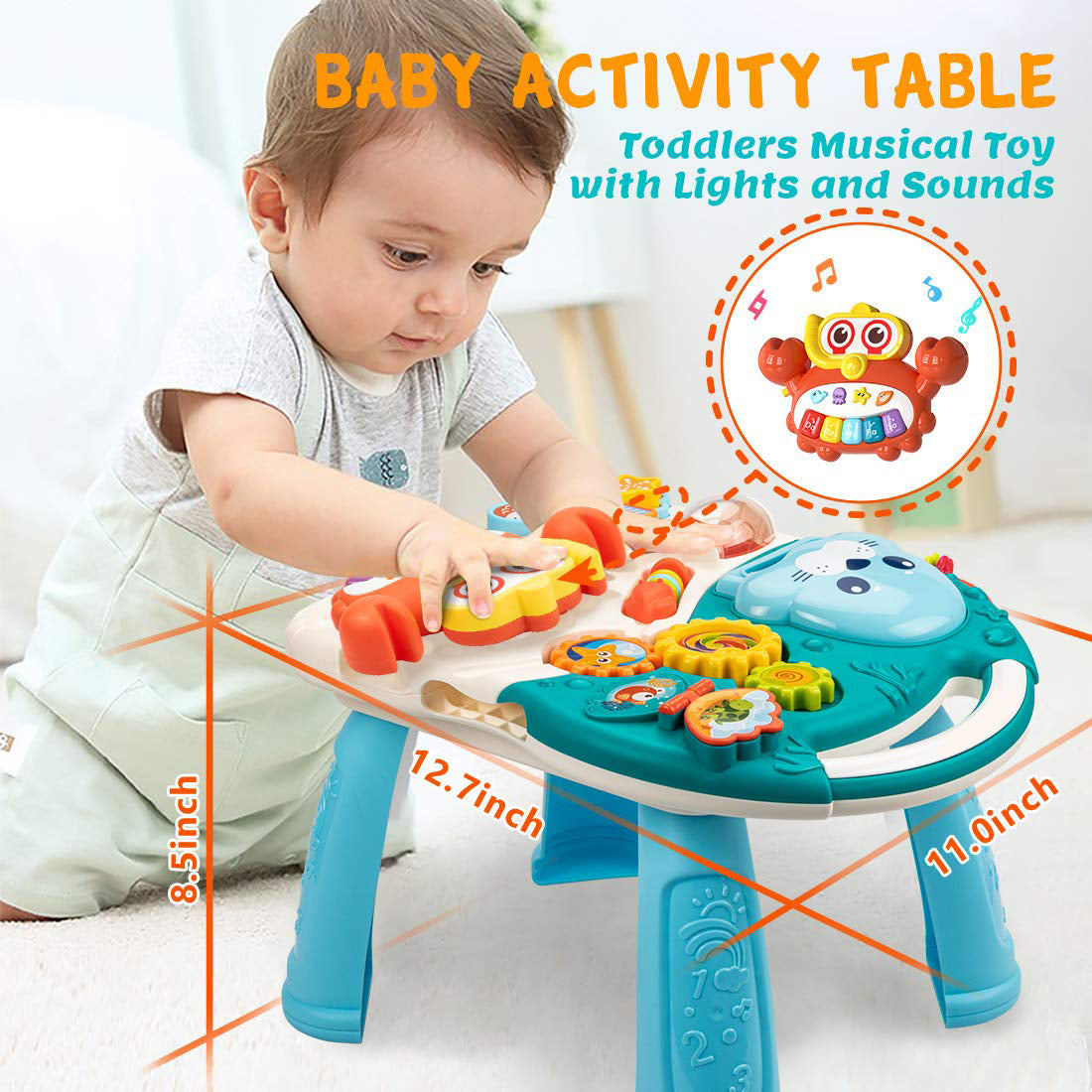 Trotteur Bébé 2-en-1 avec Table d’Activités