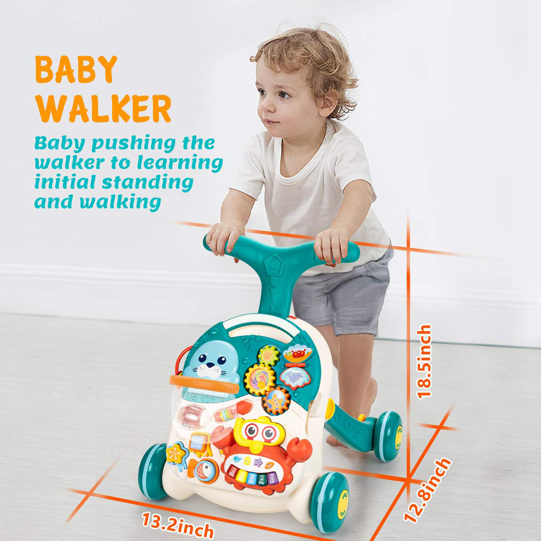 Trotteur Bébé 2-en-1 avec Table d’Activités