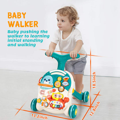 Trotteur Bébé 2-en-1 avec Table d’Activités