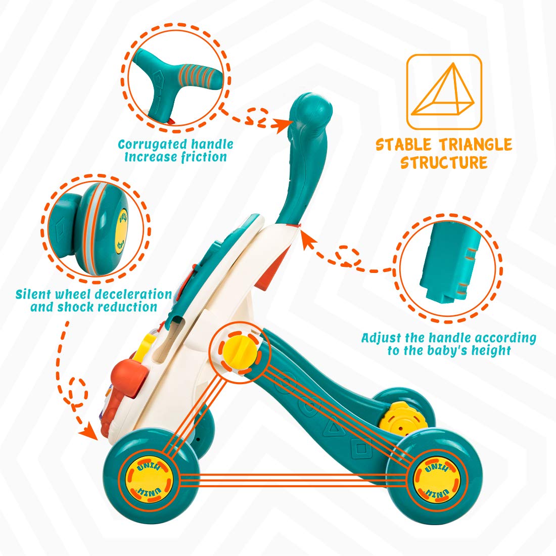 Trotteur Bébé 2-en-1 avec Table d’Activités
