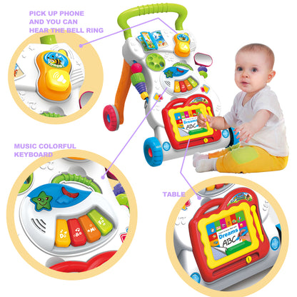 Trotteur Bébé Éducatif Multiactivités avec Piano Musical