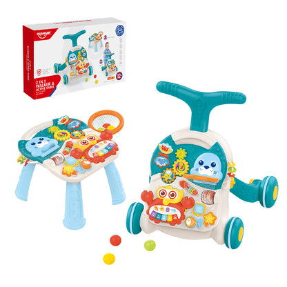 Trotteur Bébé 2-en-1 avec Table d’Activités