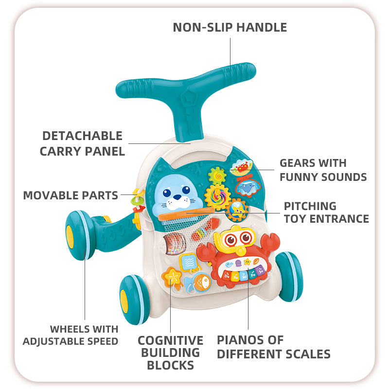 Trotteur Bébé 2-en-1 avec Table d’Activités